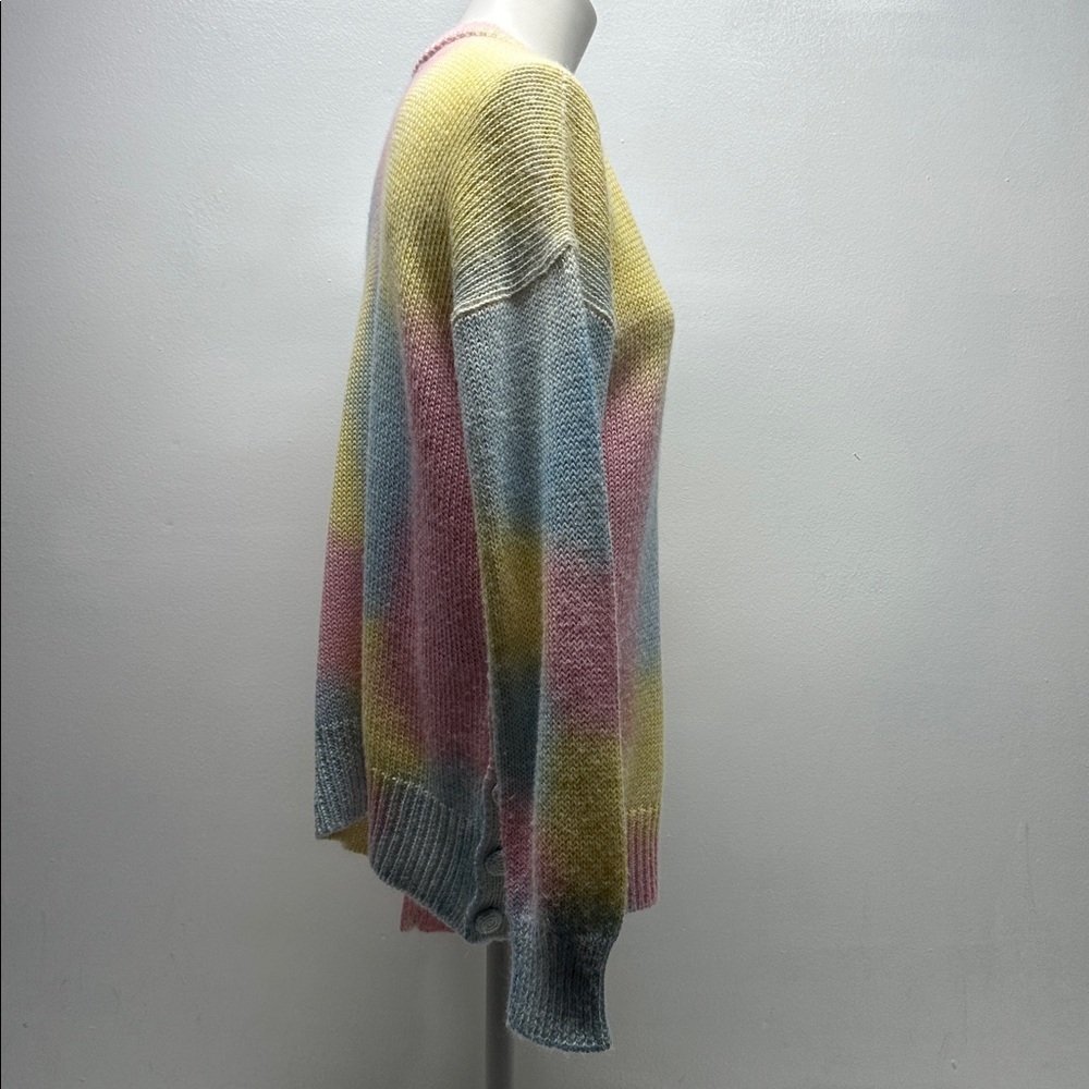 LoveShackFancy Naveen Sweater Knit Top Alpaca Wool Henley Button Rainbow Small - Picture 4 of 11